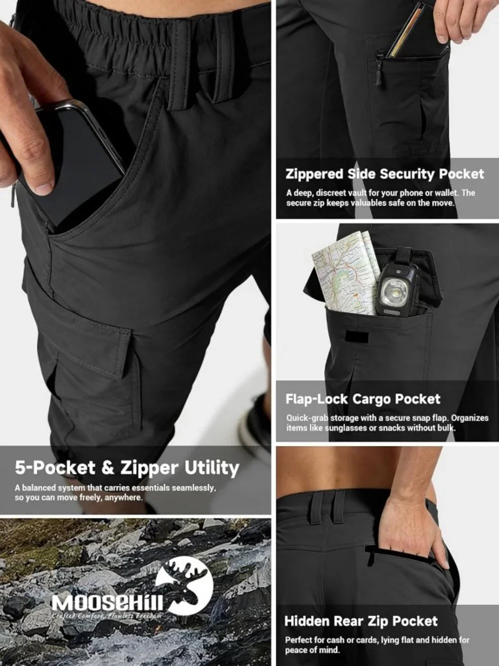 Men's Quick-Dry Cargo Long Shorts - 3/4 Length Hiking & Outdoor Essentials